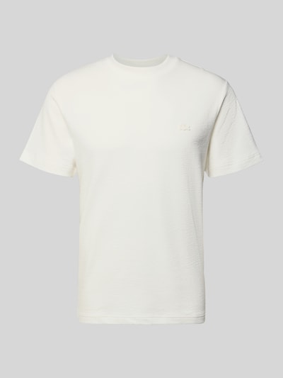 Produktfoto, Regular Fit T-Shirt aus reiner Baumwolle von Lacoste in Uni-Optik, Rundhals, Kurzarm, feinstrukturiertes Material, weiß
