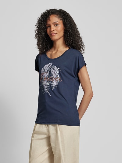 Montego T-shirt z dodatkiem wiskozy i nadrukiem z motywem Ciemnoniebieski 4