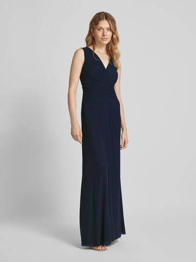 Vera Mont Abendkleid mit V-Ausschnitt und Raffungen Marine 1