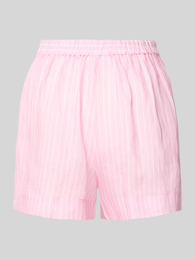 Produktfoto, Regular Fit Leinenshorts aus reinen Leinen Modell 'Amani' von MC2 Saint Barth in Rosa mit weißen Streifen, teilelastischer Bund, Damen