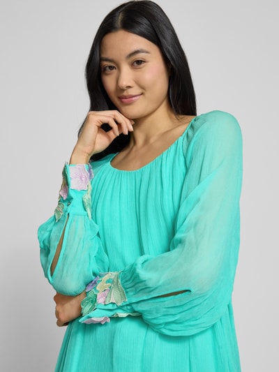 Marc Cain Regular fit blouse met bloemenapplicaties Groen - 3