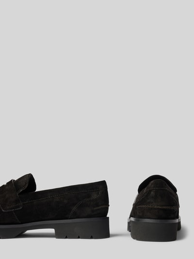Productfoto, Loafers uit Velours met geprofileerde zool van Högl, echt leer, afgeronde punt, comfortmodel, zwarte kleur, profielzool, hakhoogte maat 39: 3 cm, schachthoogte maat 39: 6 cm, schachtbreedte maat 39: 12 cm