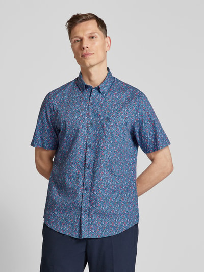 Lerros Slim fit vrijetijdsoverhemd met all-over print Donkerblauw - 4