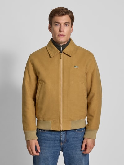 Lacoste Bomberka o kroju regular fit z czystej bawełny Beżowy 4