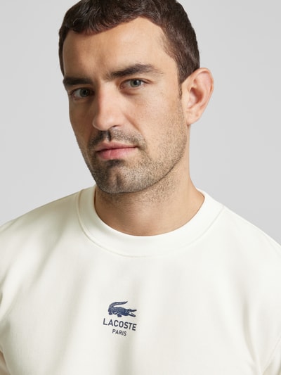 Lacoste Classic fit sweatshirt met logoprint, model 'HERITAGE' Offwhite - 3