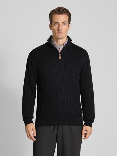 Lindbergh Troyer mit Zopfmuster und Label-Detail Black 4