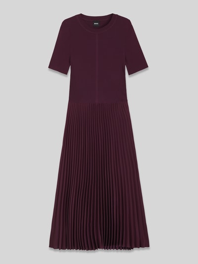 BOSS Figurbetontes Midikleid mit plissiertem Rockteil Modell 'FADRIDI' Bordeaux 2