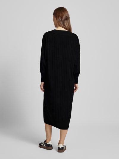 Only Oversized gebreide jurk met geribde strepen, model 'NEW TESSA' Zwart - 5