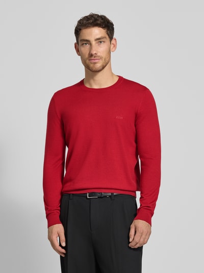 BOSS Sweter o kroju regular fit z dzianiny z czystej, żywej wełny model ‘BOTTO’ Czerwony 4