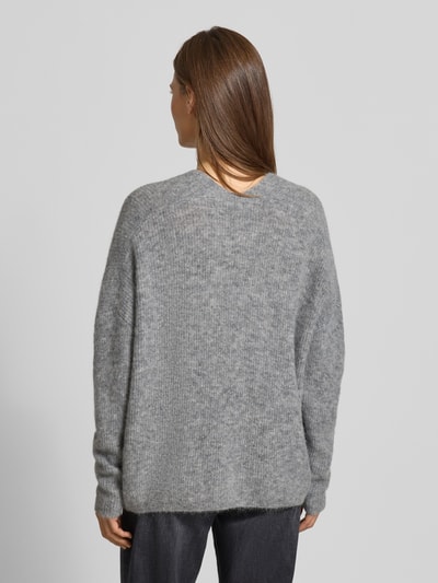 MOS MOSH Oversized gebreide pullover met ribboorden, model 'THORA' Lichtgrijs gemêleerd - 5
