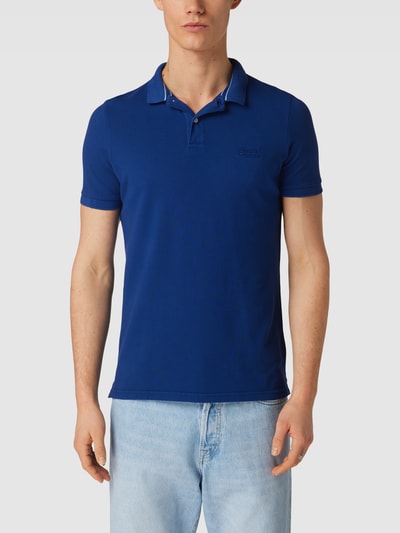 Superdry Poloshirt met logostitching, model 'VINT DESTROY' Koningsblauw gemêleerd - 4