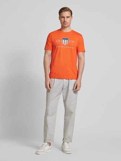 Gant T-Shirt mit Label-Print Modell 'ARCHIVE' Orange 1