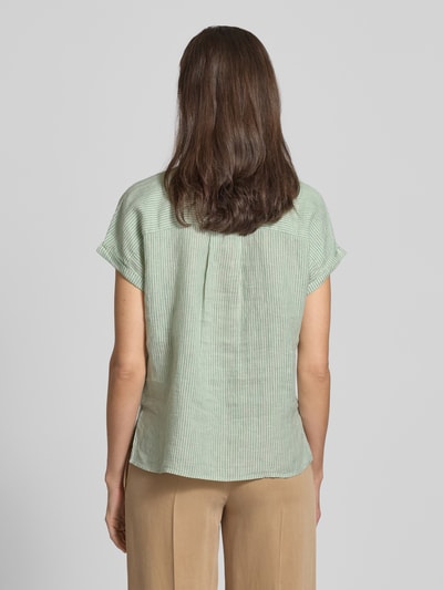 Tommy Hilfiger Relaxed fit linnen blouse met korte mouwen Lichtgroen - 5