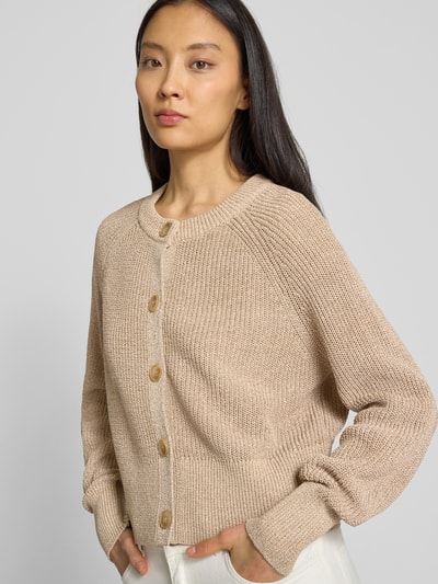 OPUS Cardigan mit Rundhalsausschnitt Modell 'Dolpine' Hellbraun 3