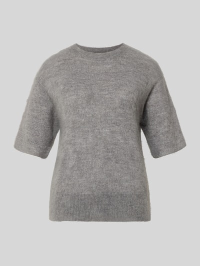 Produktfoto, Pullover aus Mohair mit Halbarm Modell 'Pammi' von OPUS in Grau, unifarben, strukturierte Strickoptik, Rundhalsausschnitt
