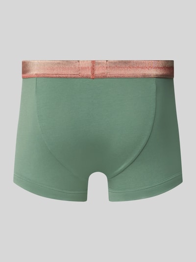 Produktfoto, Slim Fit Trunks aus Baumwoll-Mix im 3er-Pack von Emporio Armani in Grün mit elastischem Bund und Logo-Detail, glatte Textur