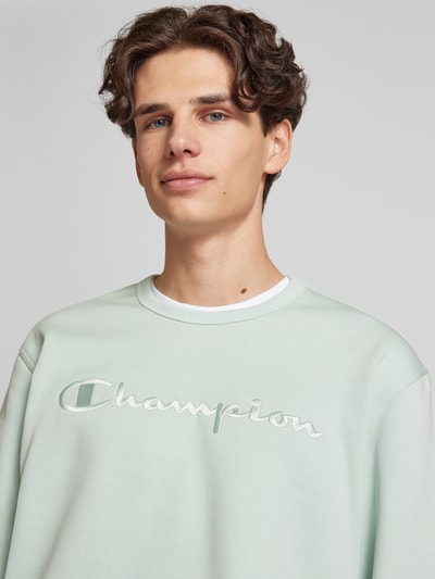 CHAMPION Sweatshirt mit Label-Stitching Hellblau 3