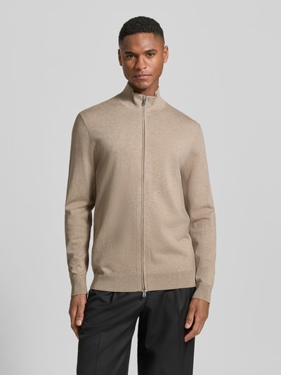 Profuomo Cardigan mit Stehkragen und Zweiwege-Reißverschluss Beige 4
