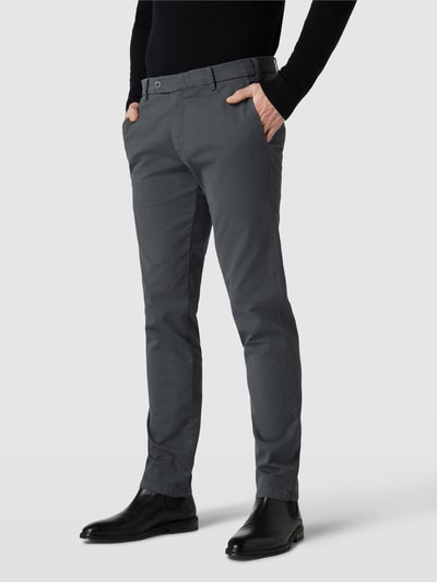 Mmx Slim fit chino met labeldetail, model 'LUPUS' Marineblauw - 4