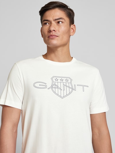 Gant T-Shirt mit Label-Print Offwhite 3