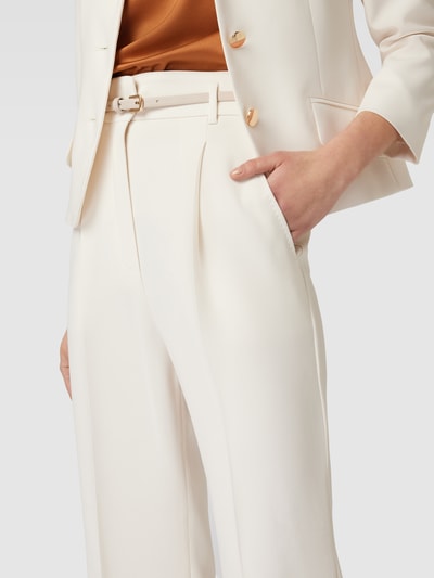 Max Mara Studio Spodnie materiałowe w kant model ‘LONTRA’ Złamany biały 3