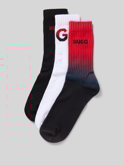 HUGO Socken mit Label-Schriftzug im 3er-Pack Modell 'RIB RISING' Rot 1