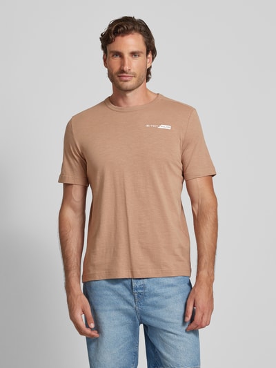 Tom Tailor Regular Style T-Shirt mit Label-Print Taupe 4