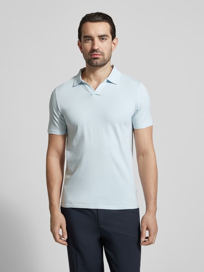 Lindbergh Slim Fit Poloshirt mit V-Ausschnitt Hellblau 4