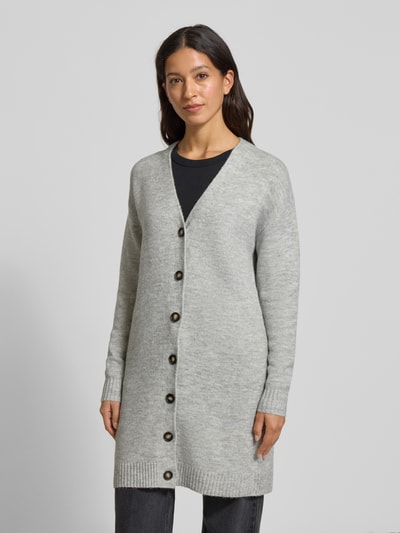 Christian Berg Woman Kardigan z dekoltem w serek i listwą guzikową Średnioszary melanż 4