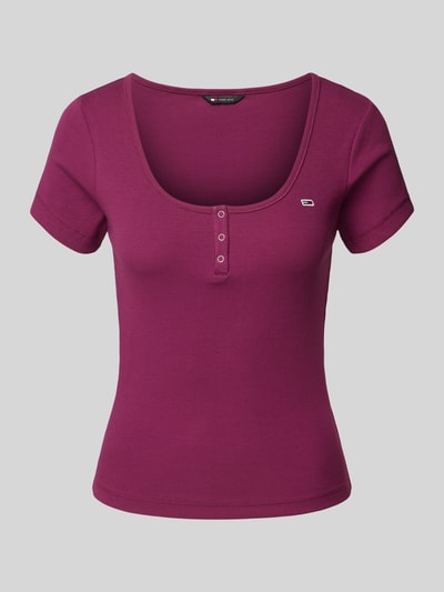 Tommy Jeans Slim fit T-shirt met ronde hals, model 'HENLEY' Prune - 2