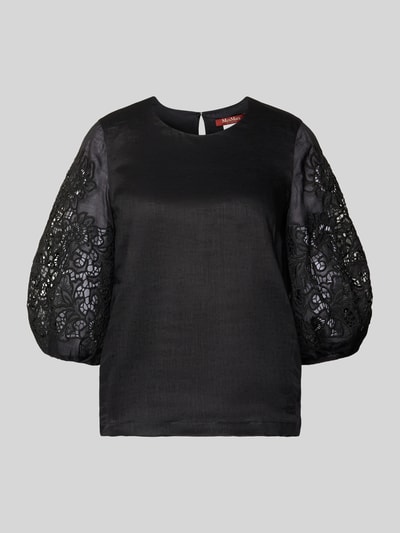 Max Mara Studio Regular Fit Bluse mit Lochspitze Modell 'ORDINE' Black 2