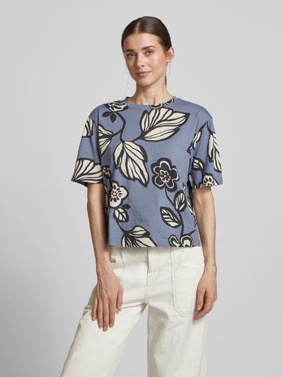 JAKE*S STUDIO WOMAN T-Shirt mit geripptem Rundhalsausschnitt Jeansblau 4
