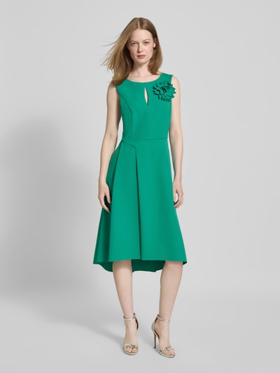 Vera Mont Knielange cocktailjurk met applicatie Groen - 1