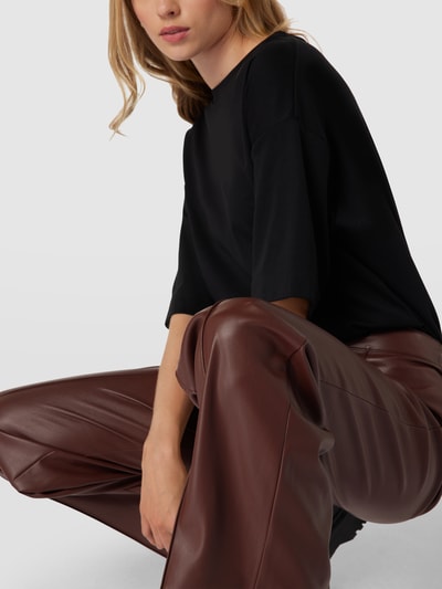 REVIEW Broek in leerlook Middenbruin - 3