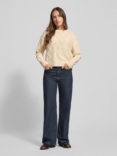 s.Oliver RED LABEL Regular Fit Strickpullover aus Baumwoll-Mix Ecru 1