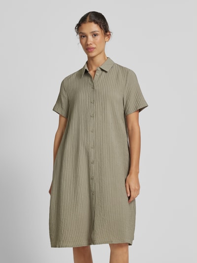 Jake*s Casual Knielange overhemdjurk met structuurmotief Lindegroen - 4