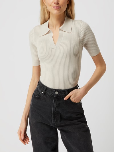 Only Cropped Poloshirt mit Viskose-Anteil Modell 'Nimone'  Sand Melange 4