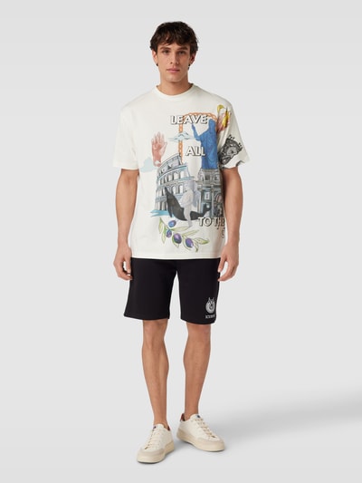 Iceberg T-Shirt mit Motiv- und Statement-Print Offwhite 1
