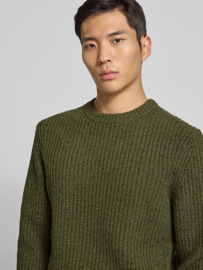 MCNEAL Gebreide pullover van wolmix met ronde hals Olijfgroen gemêleerd - 3