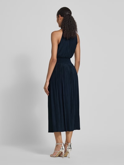 Samsøe Samsøe Midi-jurk met plissévouwen en opstaande kraag model 'UMA' Marineblauw - 5