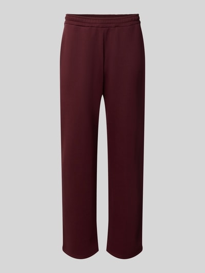Produktfoto, Straight Fit Sweatpants aus Baumwoll-Mix mit Label-Detail von REVIEW in dunklem Rot, elastischer Bund, Eingrifftaschen, schlichte Struktur