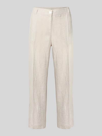 MAC Straight leg linnen broek in verkorte pasvorm, model 'Nora' Lichtgrijs gemêleerd - 2