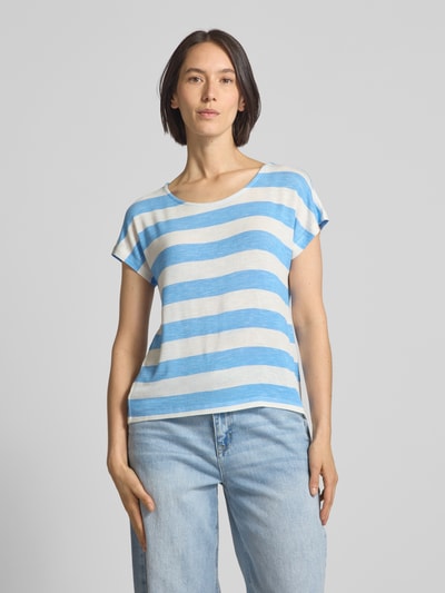 VERO MODA Loose Fit T-Shirt aus Viskose-Mix Modell 'WIDE STRIPE' Blau 4