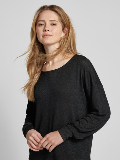 Tom Tailor Loose Fit Langarmshirt aus Viskose-Mix mit Glitzereffekt Black 3