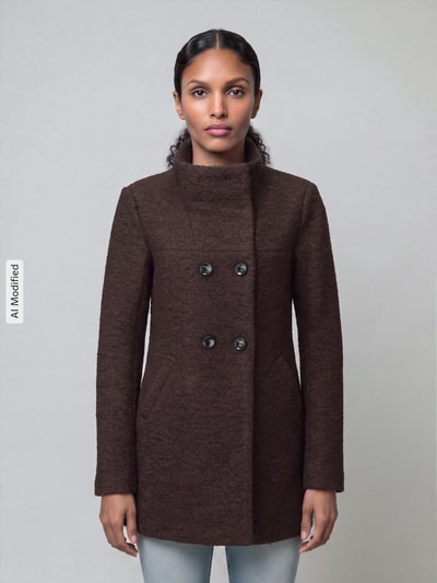 ONLY Regular Fit Kurzmantel mit Woll-Anteil Modell 'NEWSOPHIA' Schoko Melange 4
