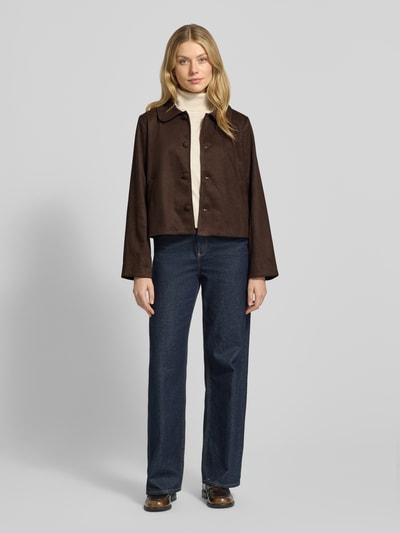 Neo Noir Regular Fit Blazer in Leder-Optik Modell 'Nilo' Dunkelbraun 1