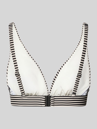 Produktfoto, Bikini-Oberteil im Allover-Look von Jake*s Casual mit schwarz-weißen Streifen, Stretch-Materialmix, verstellbare Träger.