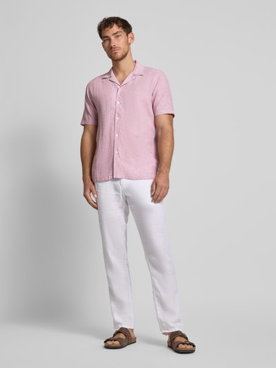 Lindbergh Relaxed fit linnen overhemd met 1/2-mouwen Roze - 1