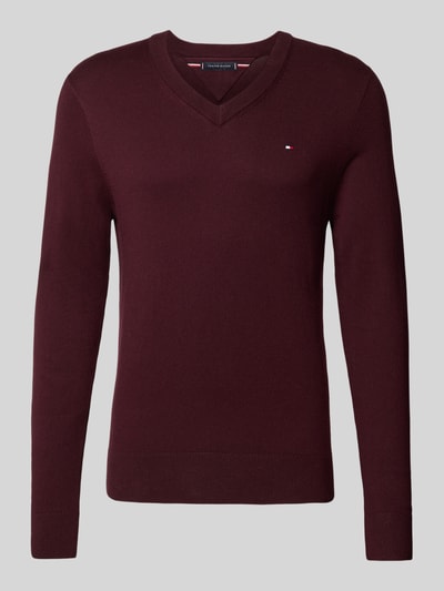 Tommy Hilfiger Regular fit pullover van een mix van katoen en kasjmier Bordeaux - 2