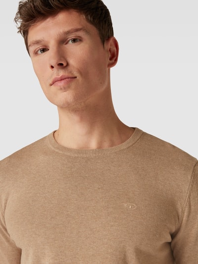 Tom Tailor Strickpullover mit Logo-Stitching Beige 3